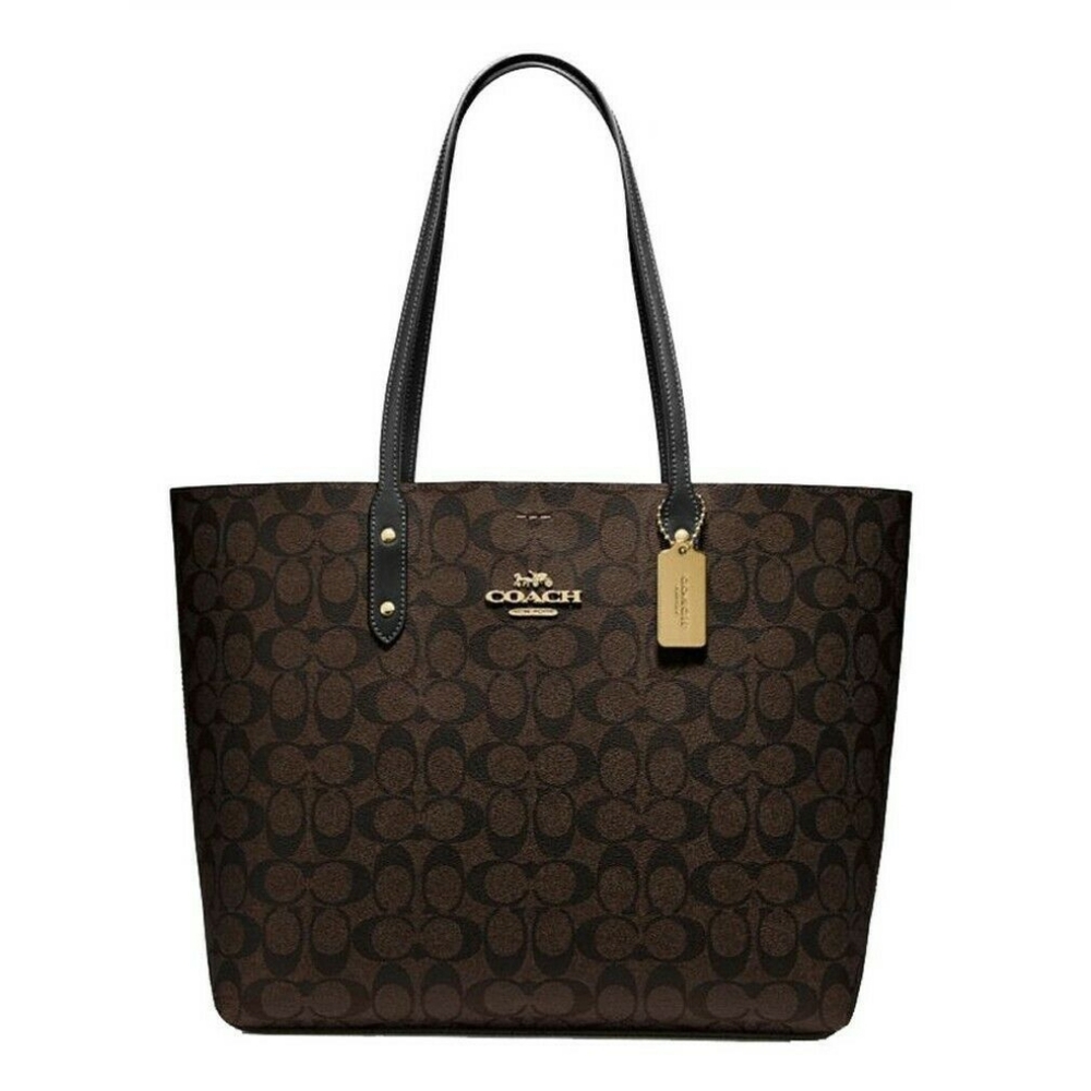 Coach New York Signature Tote Bag Black/Brown NWT